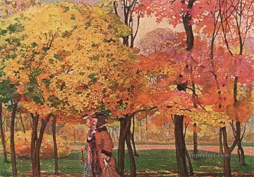 otoño Konstantin Somov bosque árboles paisaje Pinturas al óleo